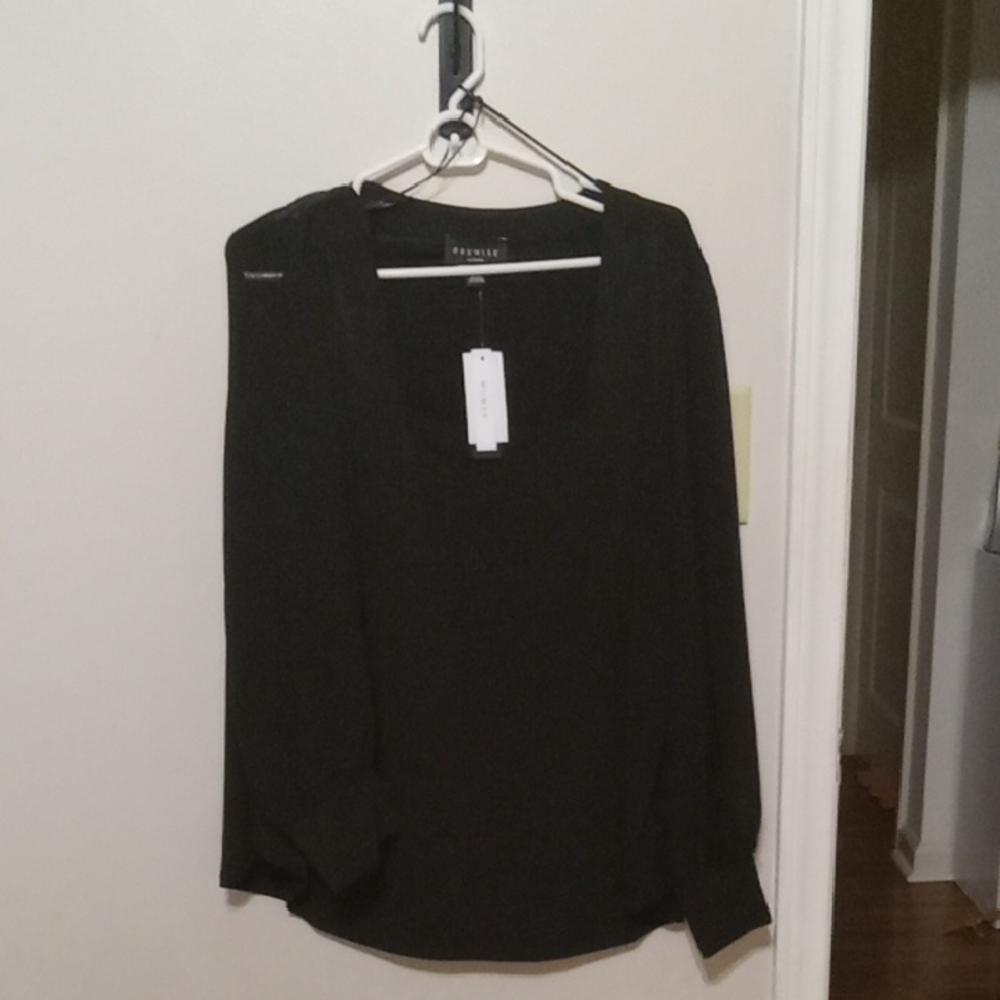 Premise Black Blouse V-Neck Lightweight